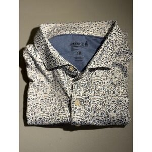 Johnnie-O Lynny Performance Polo Mens XL Lake Blue Abstract Print JMPO100170